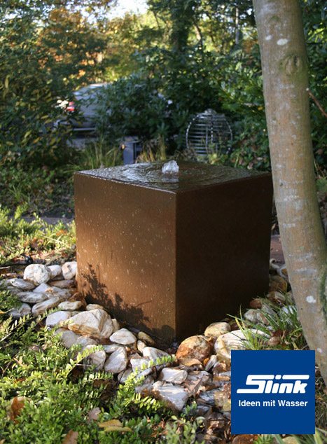 Cortenstahlbrunnen Gartenbrunnen Cortenstahl-Quader Uno 50